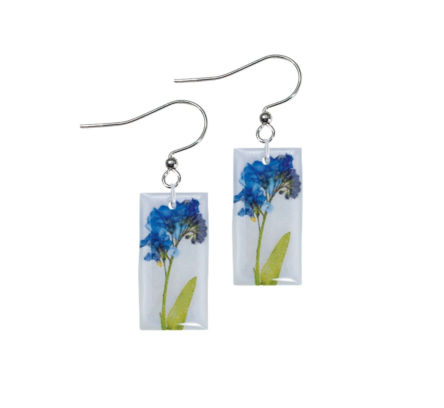 Forget Me Not On Shell Medium Rectangle Earrings