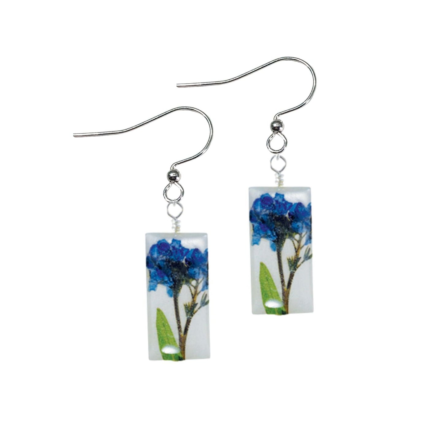 Forget Me Not On Shell Small Rectangle Earrings