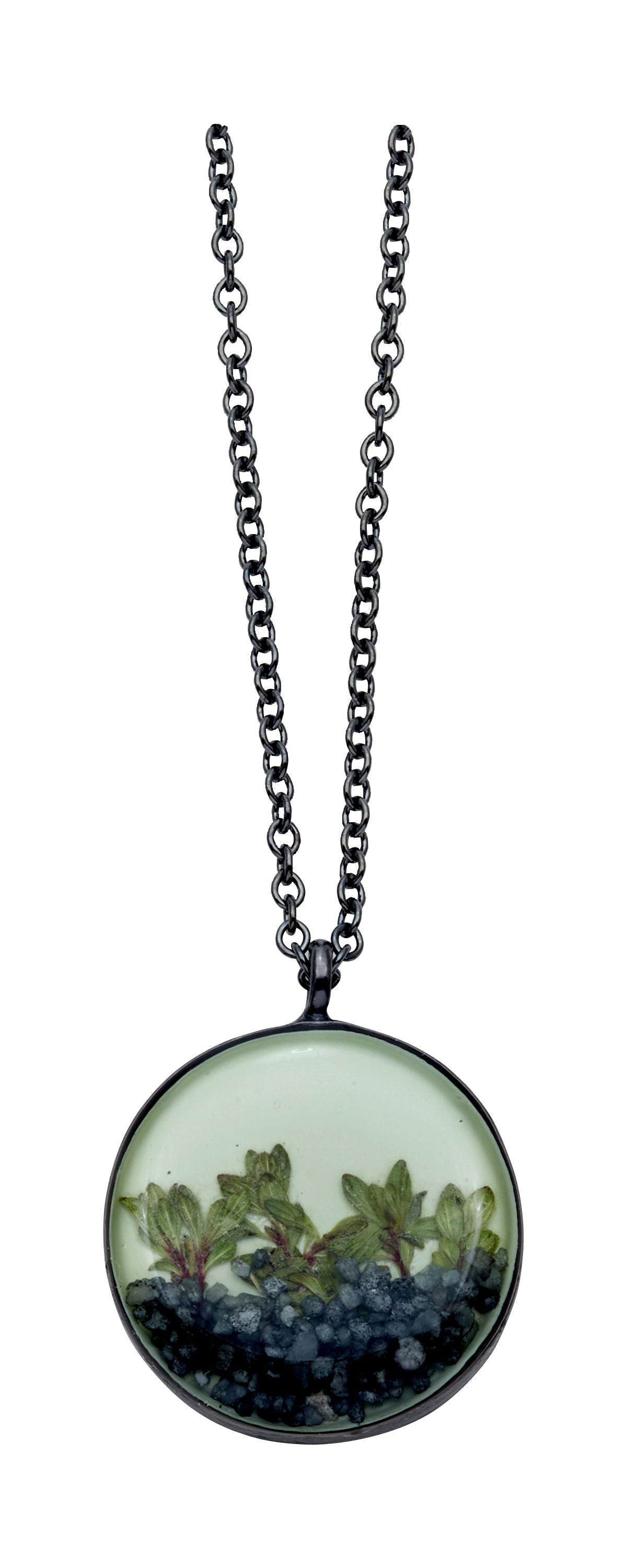 "Succulents" Thyme Medium Round Necklace