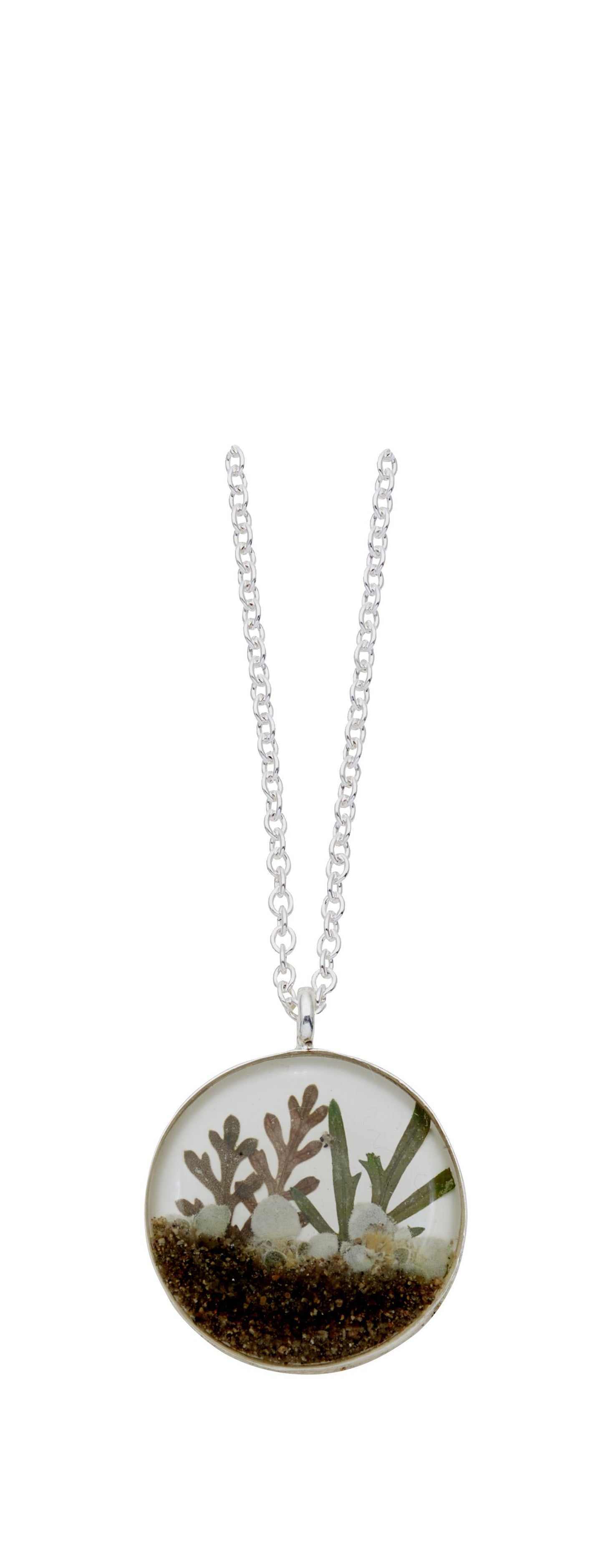 "Succulents" Mixed Foliage Medium Round Necklace
