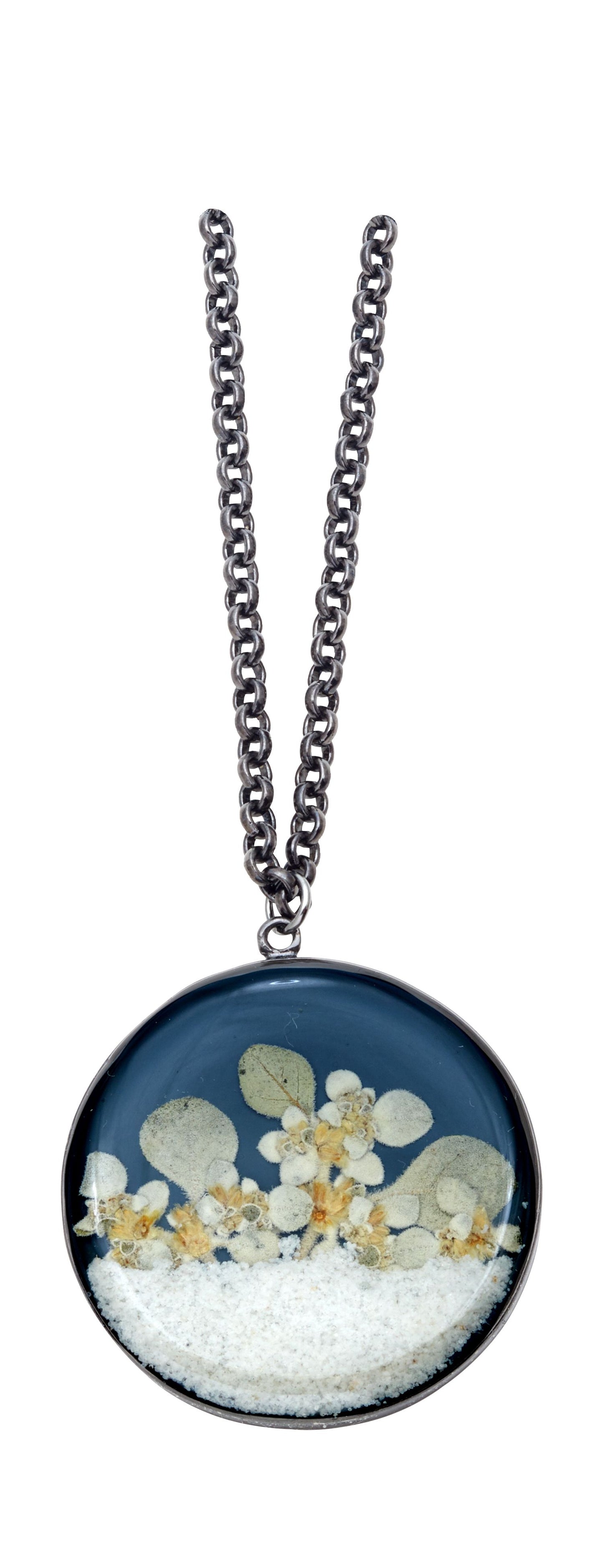 "Succulents" Silverleaf Large Round Necklace