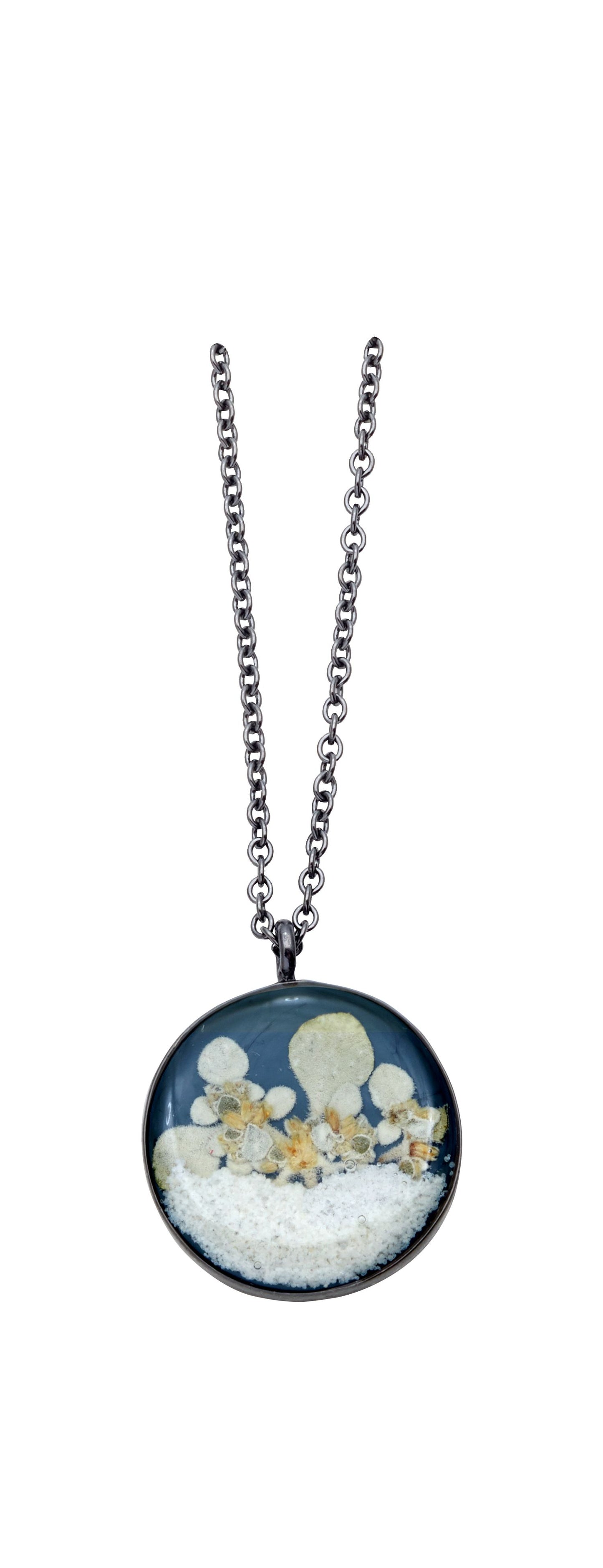 "Succulents" Silverleaf Medium Round Necklace