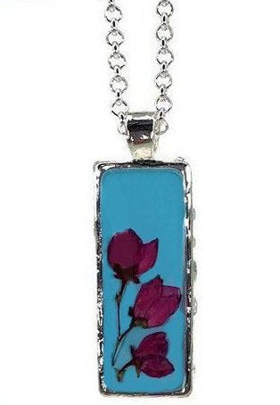 Boronia on Turquoise Large Rectangle Necklace