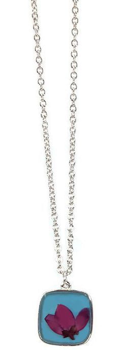 Boronia on Turquoise Small Square Necklace