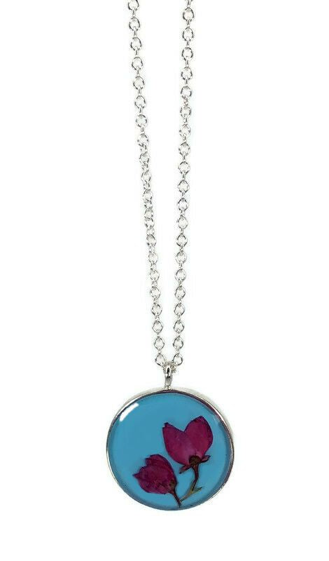 Boronia on Turquoise Medium Round Necklace