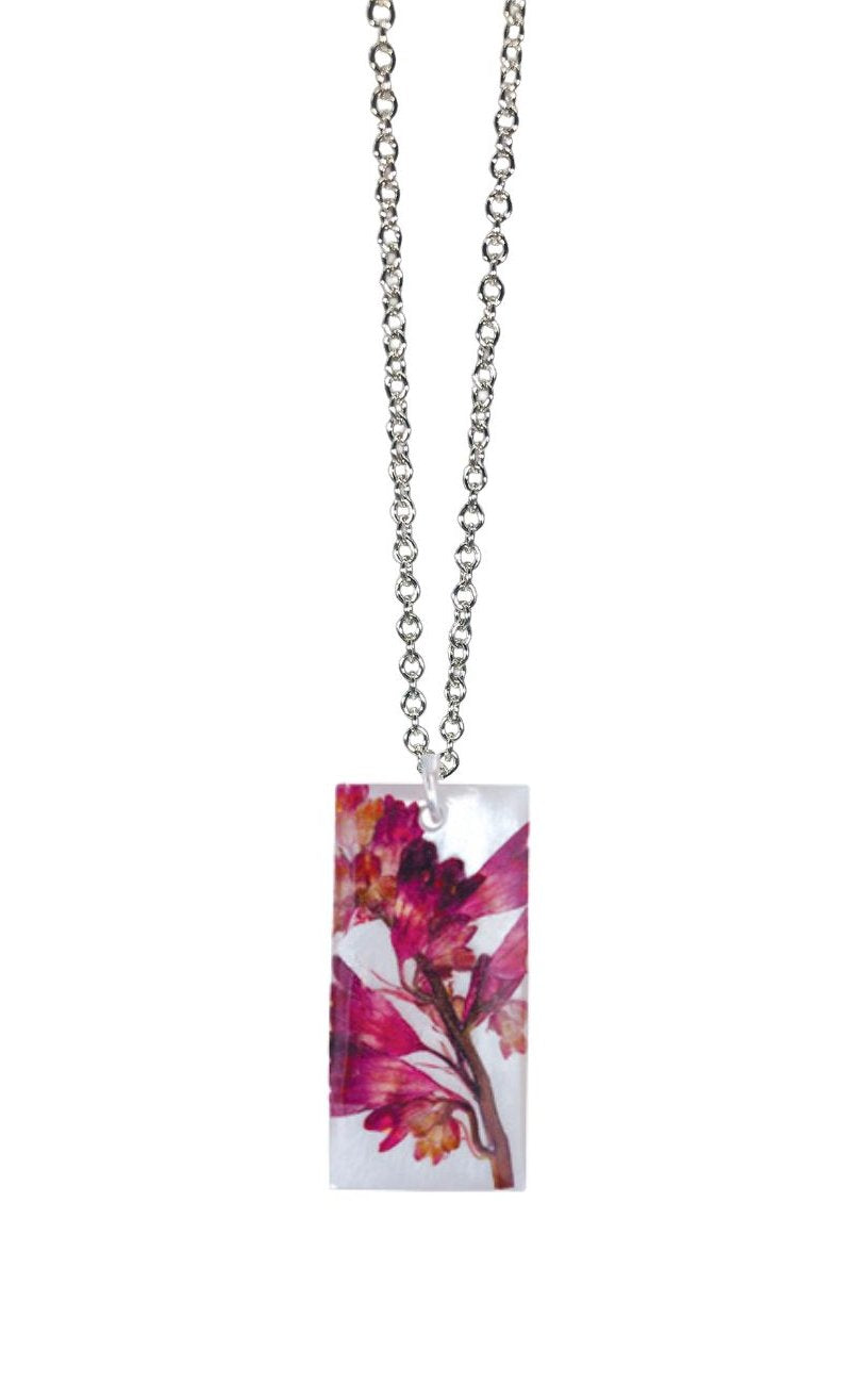 Coral Bell On Shell Medium Rectangle Necklace