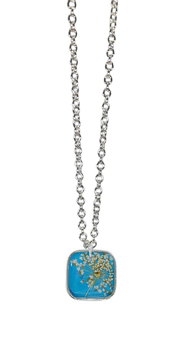 Laceflower on Belize Breeze Small Square Necklace