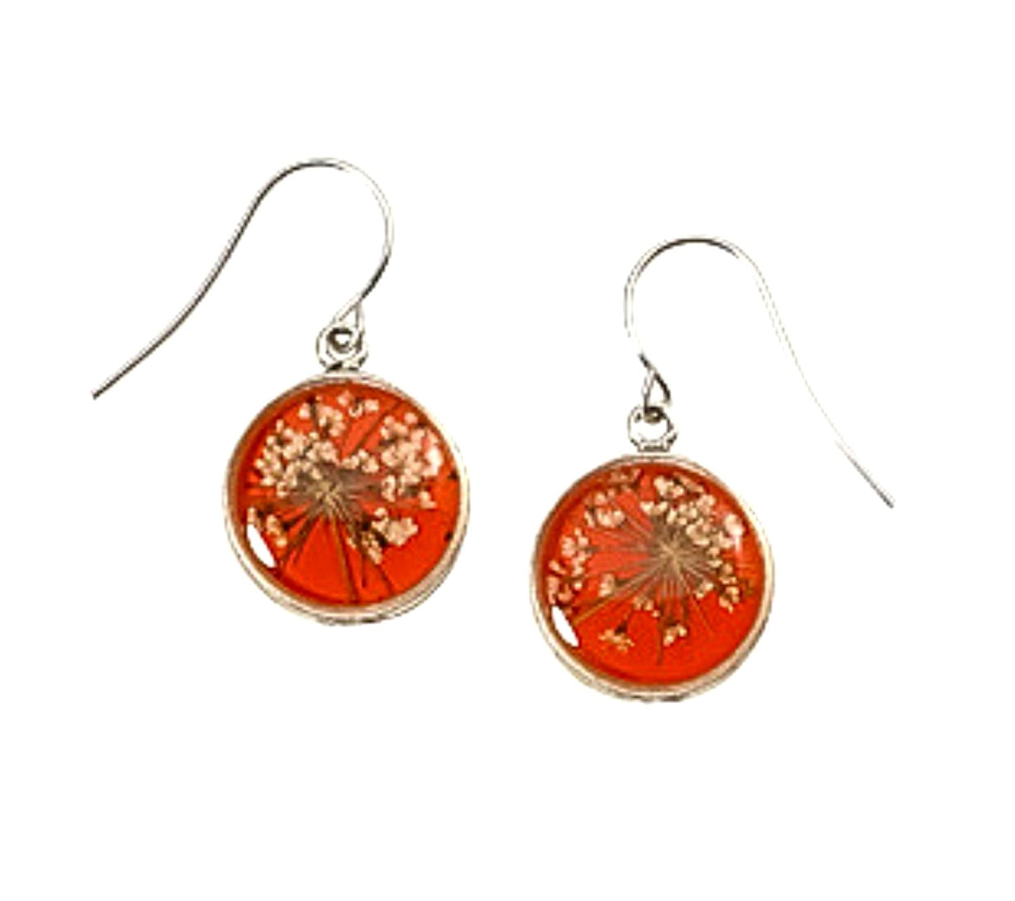 Laceflower on Blood Orange Petite Round Earrings