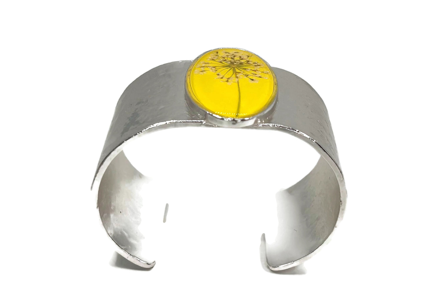 Lemon Drop with Queen Anne's Lace  Large Oval Cuff