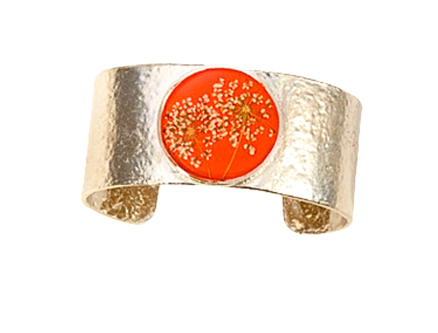 Laceflower on Blood Orange Medium Round Cuff Bracelet