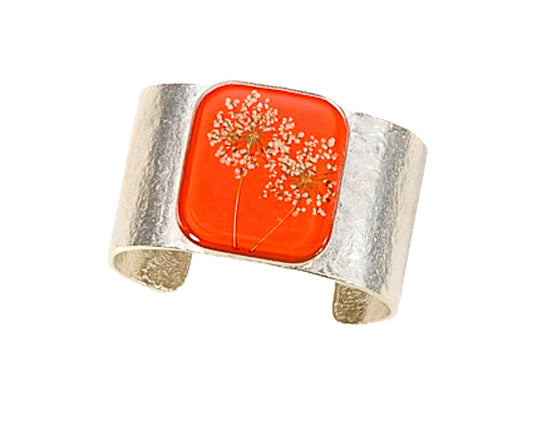 Laceflower on Blood Orange Large Square Cuff Bracelet