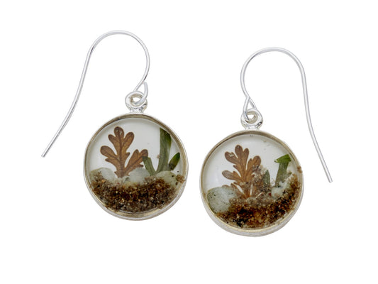 "Succulents" Mixed Foliage Round Earrings
