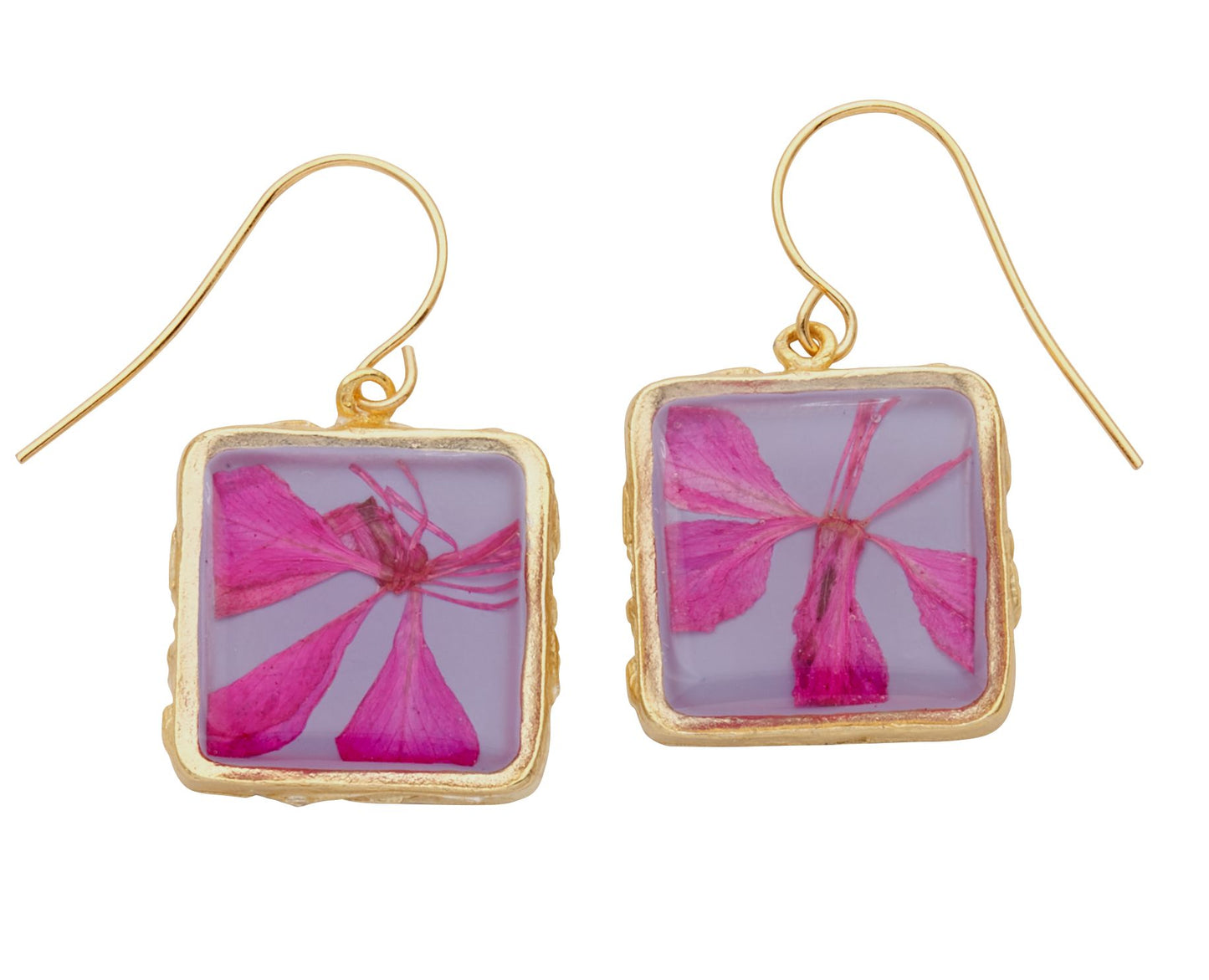 Mountain Peach Blossom Small Square Earrings