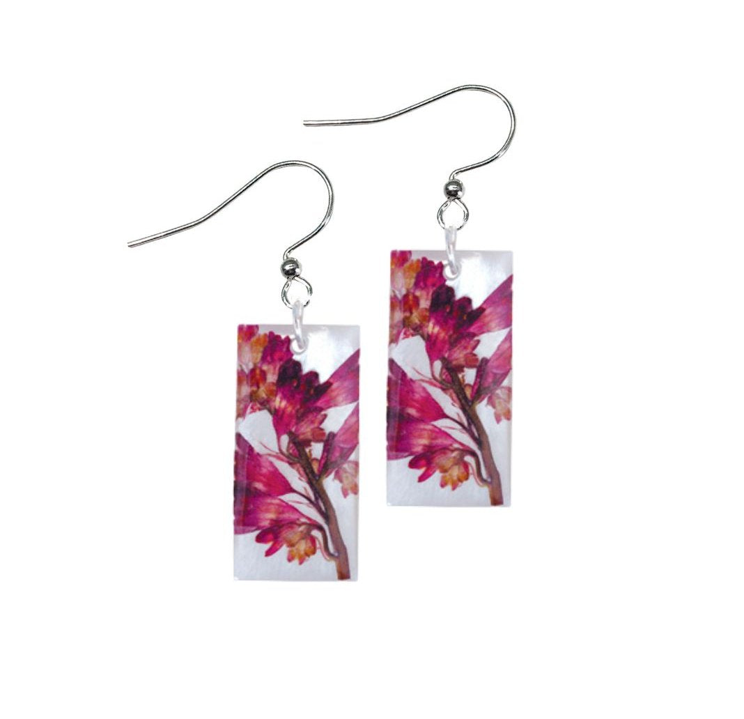 Coral Bell On Shell Medium Rectangle Earrings
