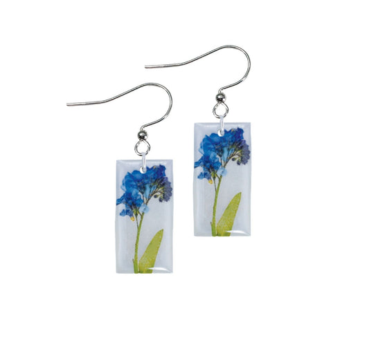 Forget Me Not On Shell Medium Rectangle Earrings