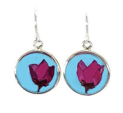 Boronia on Turquoise Small Round Earrings