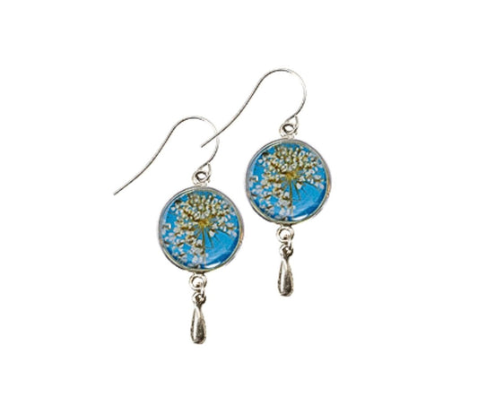 Laceflower on Belize Breeze Small Round Earrings w/Drop