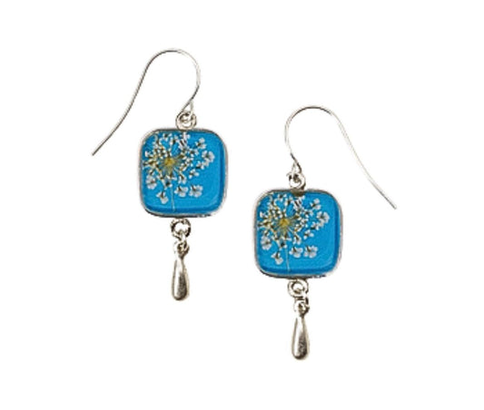 Laceflower on Belize Breeze Small Square Earrings w/Drop