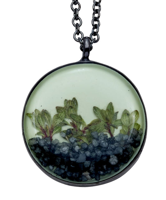 "Succulents" Thyme Medium Round Necklace