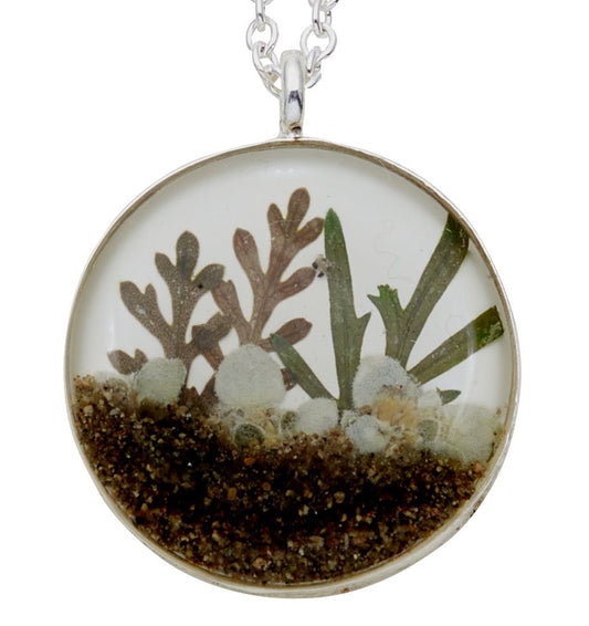 "Succulents" Mixed Foliage Medium Round Necklace