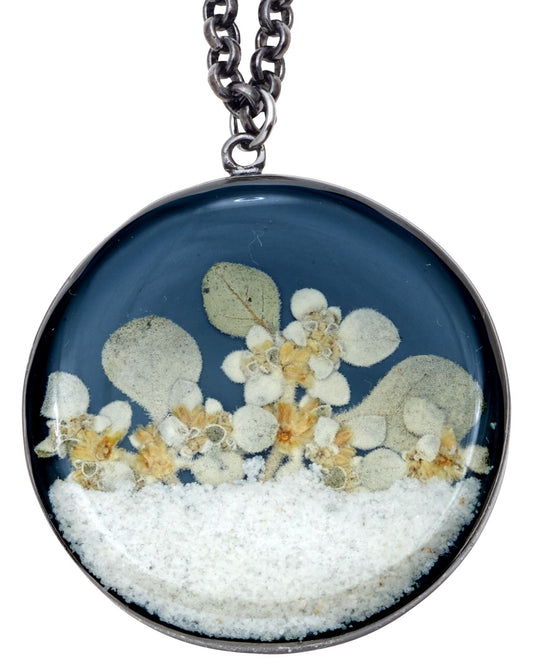 "Succulents" Silverleaf Large Round Necklace