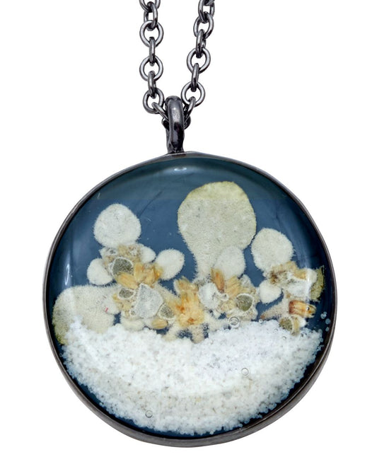"Succulents" Silverleaf Medium Round Necklace