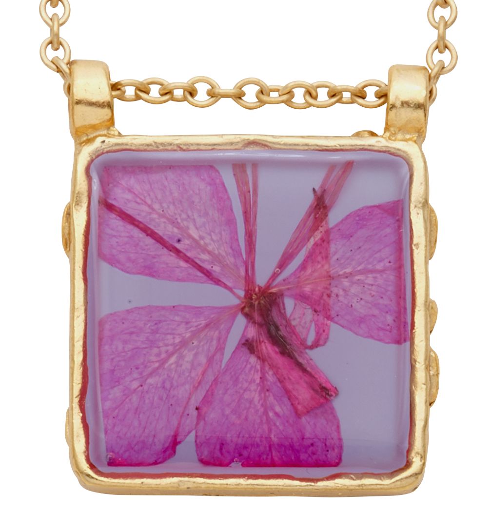 Mountain Peach Blossom Large Square Necklace