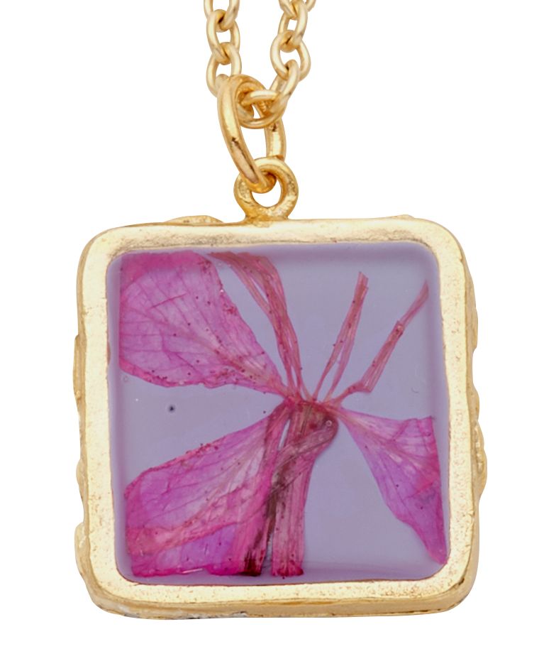 Mountain Peach Blossom Small Square Necklace