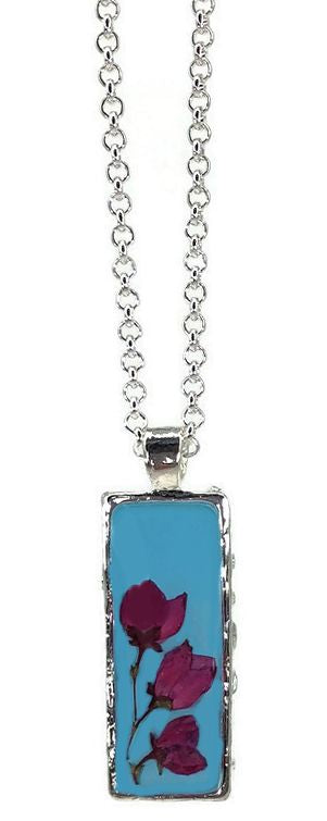 Boronia on Turquoise Large Rectangle Necklace