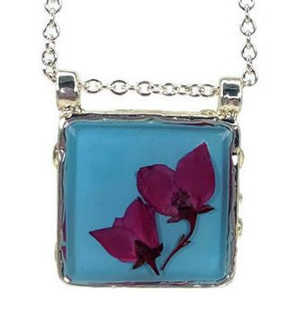 Boronia on Turquoise Medium Square Double Bale Necklace