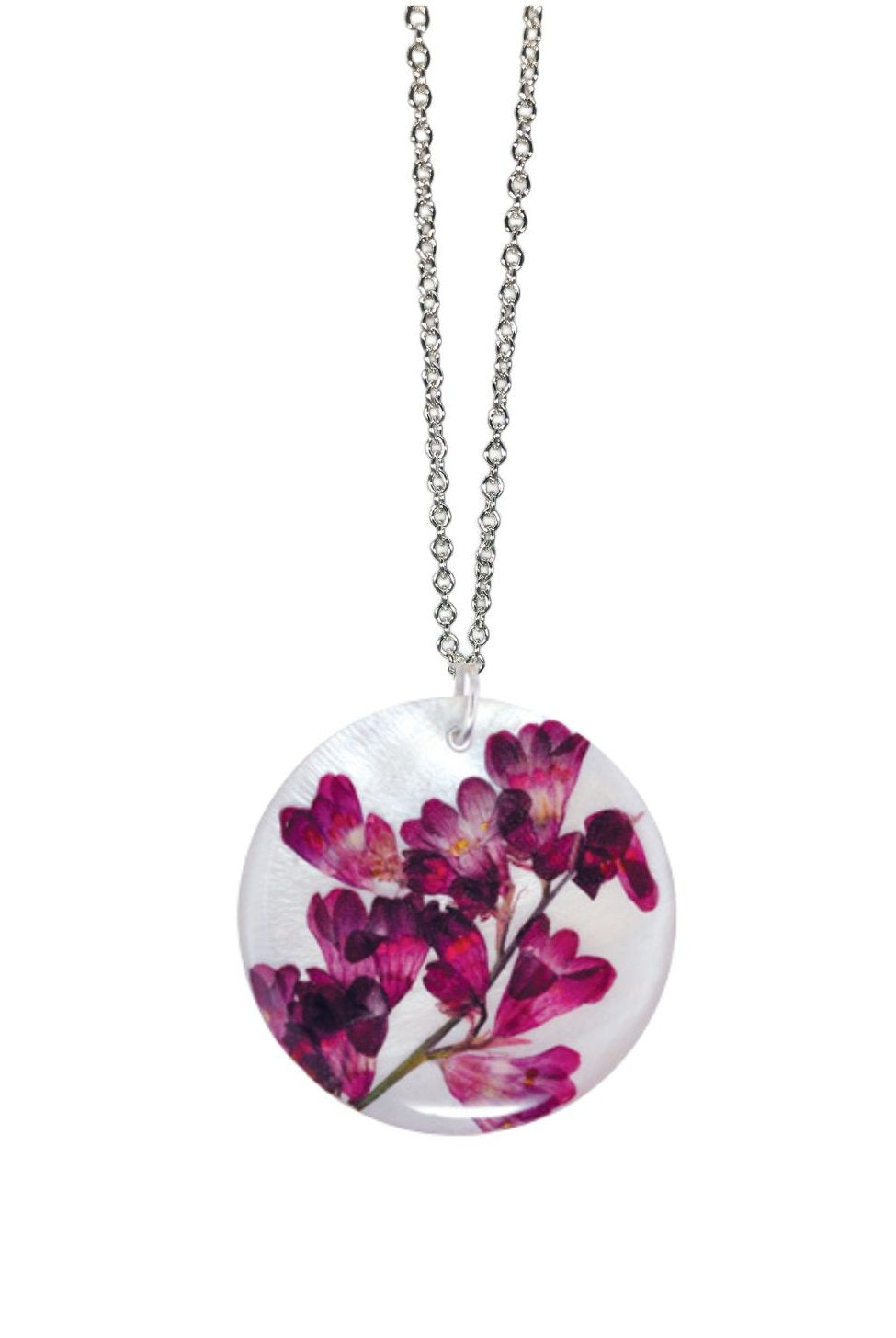 Coral Bell On Shell 16" Large Round Necklace