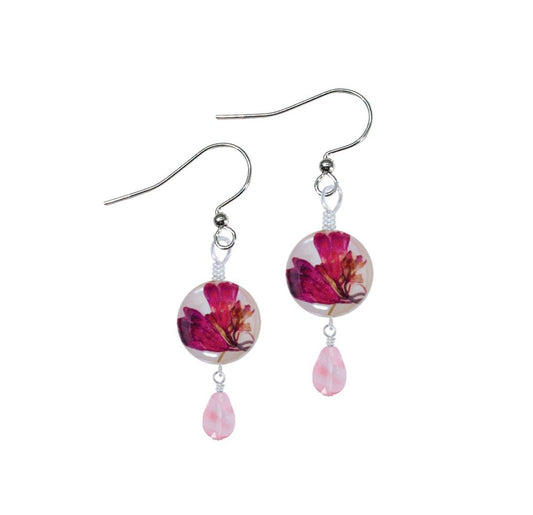 Coral Bell On Shell Petite Round Earrings with Drop