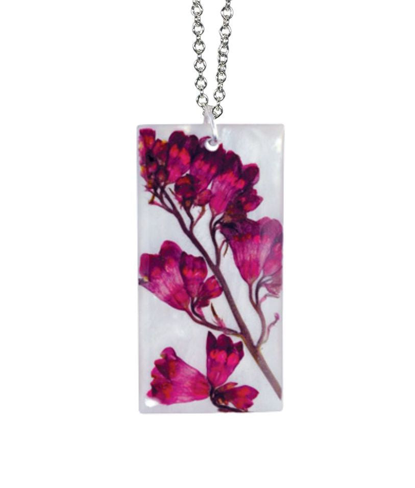 Coral Bell On Shell Large Rectangle Necklace