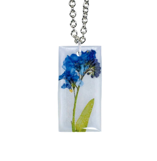 Forget Me Not On Shell 16" Med Rectangle Necklace